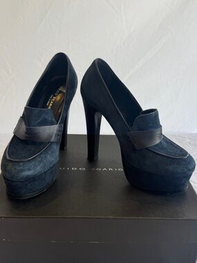 Guido Sgariglia Navy Suede & Black Leather Loafer Pumps